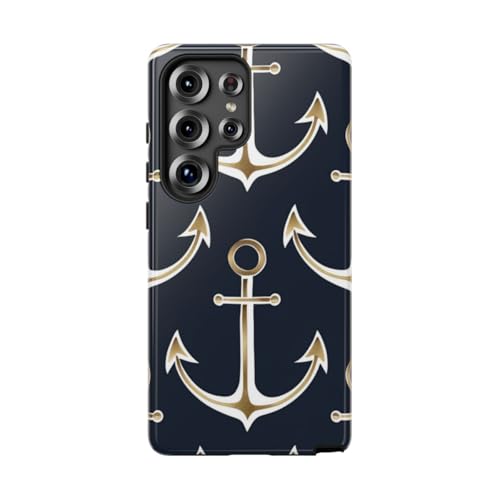 Coque Samsung S25 Ultra ancres dorées : protection antichoc brillante et rigide