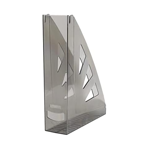 OFFICER PRODUCTS 21215511-91 Magazine File Modern Design / Pack of 10 / A4 / Smoky Grey Transparent / Hard Plastic / Openwork / Desk Organiser for Magazines / Shatterproof Cover