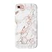 uCOLOR Case Compatible with iPhone 8/7, iPhone6S/6 Cute Case (4.7") White Rose Pink Marble Soft TPU Dual Layer Protective Case for iPhone 7/8 /6s/6 with Screen Protector
