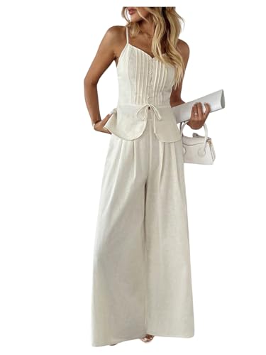 SOLY HUX Women's 2 Piece Summer Outfit Button Down Peplum