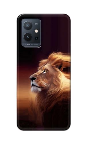 Image of PRINTFIDAA Printed Hard Back Cover Case for Vivo T1 5G Back Cover (Danger Lion) -112