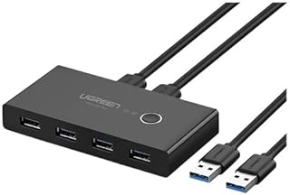 U-G-R-E-N Switch Box de Compartilhamento Usb 3.0 com 4 Portas de Saída Suporte Plug and Play Velocidade Transferência de até 5Gbps Compatível com Windows Mac OS Linux e Chrome OS/No Brasil