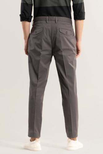 Image of SNITCH Dark Brown Slim Fit Cotton Trousers