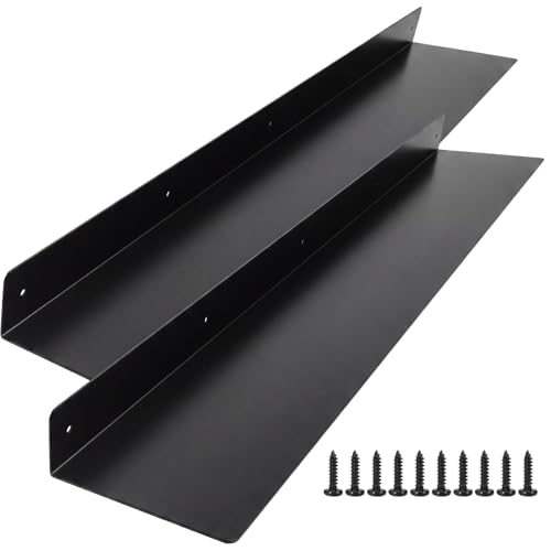 Moxweyeni 2 Pack 48 Inch Metal Floating Wall Shelves, Heavy Duty Carbon Steel Storage Shelves, 8 Inch Deep, Modern Rustic Farmhouse Style for Kitchen, Bathroom, Garage, Black by Moxweyeni - Used condition - US$100.69