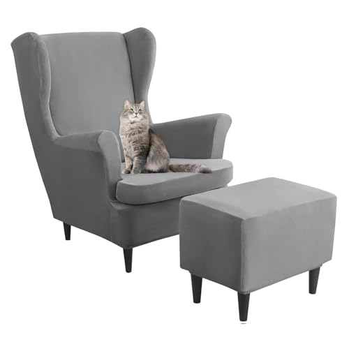 Fundas de terciopelo para sillones orejeros para renovar muebles desgastados sin tapizar