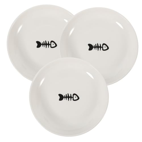 VILLFUL 3個 セラミック 猫 ボウル 丸型 猫 フード 皿 かわいい 猫 ボウル 猫 皿 セラミック ボウル ワイド 猫 フード ボウル 頑丈 猫 ボウル 猫 ボウル 丸型 セラミック 猫