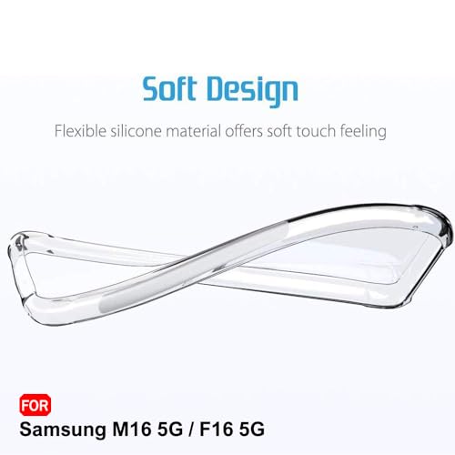 Image of TheGiftKart Transparent Crystal Clear Back Cover Case for Samsung Galaxy M16 5G / F16 5G | Shockproof Soft TPU Case | Cushioned Edges for Ultimate Protection Back Cover Case (TPU, Transparent)