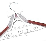 Personalized Bridal Wedding Dress Hanger with Date - Any Name Custom Made Silver Dark Wood Hanger...