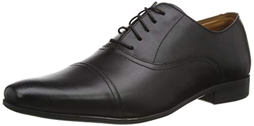 Thomas Crick Men's 'Mellor' Classic Oxford Lace-Up Shoes, Formal Shoes with Stylish Lace Detail, Comfortable, Durable and Versatile with Fine Quality Leather (Black/Tan)