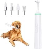 Pet Electric Toothbrush Tooth Stain Removal Dog Mouth Cleaning Tool - Ultrasonic Toothbrush for Dog with 4 Brush Heads for Stain Eraser Tooth Polisher