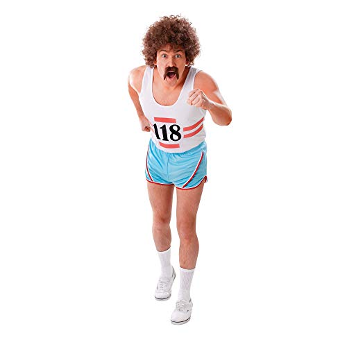Adult Blue & White Running Vest & Shorts Costumes (2 Pcs.) - Stylish Design, Perfect for Sports Games Stag Do, & More Halloween