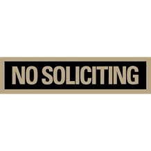 Headline Sign - Self-Stick Sign,#34;NO SOLICITING" Sign, 2 x 8 Inches, Black and Gold, Made in USA 9369