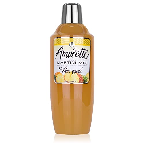 Amoretti - Premium Pineapple Martini Mix, 7 Servings Per Bottle (28 oz), Perfect for Cocktails, Alcoholic Beverages, Mocktails, Martinis, Made with Real Fruit, Gluten Free, Vegan, Kosher