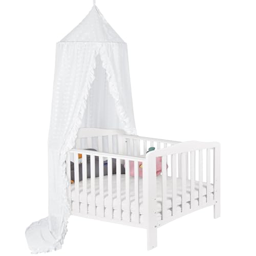 Image of Princess Bed Canopy for Girls - Crib Canopy for Bed - Mosquito Net for Bed, Kids Bed Canopy with Princess Room Decor for Girls Bedroom,Children's Reading Room Decor (White)