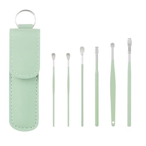 JYNXOR 6 Pcs Limpiador Oidos Adultos De Acero Inoxidable, Quitar Cera Oidos, Limpiador De Oidos Cera, Ear Cleaner, Eliminar Cerumen, Con Caja De Almacenamiento, Para Adolescentes y Adultos