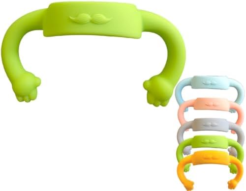5 Pack Baby Bottle Handles, Silicone Bottle Handles Lightweight Bottle Handle Small Hand Gripping for Self Feeding(Pink, Green, Blue, White, Orange) image 2