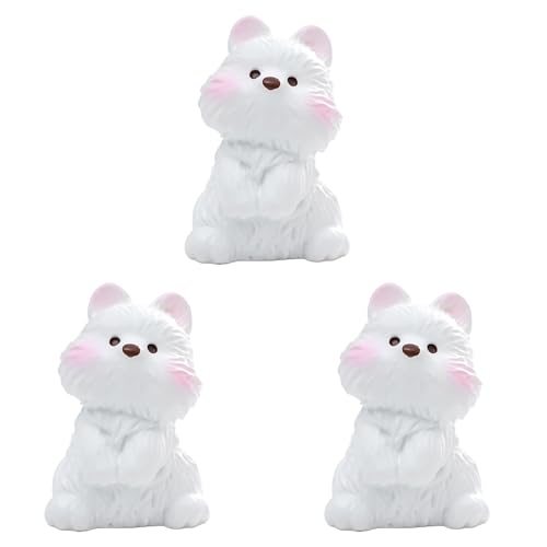 Image of 3 Pcs Mini Dog Figurines Cartoon Resin Dog Miniature Figures Little Puppy Statue for Cake Toppers Fairy Garden DIY