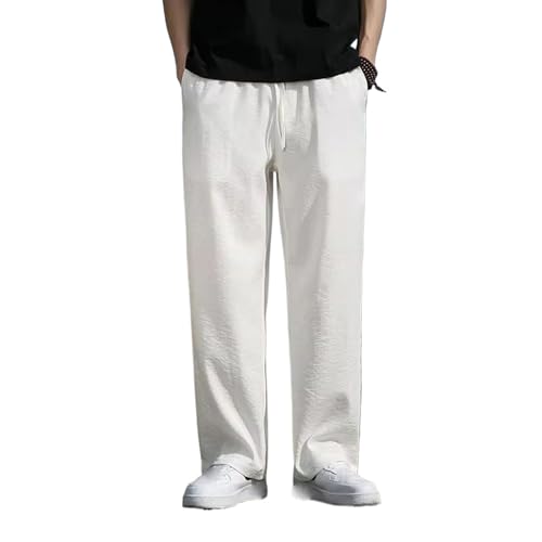 Pantalon large homme en soie glacée taille élastique fluide