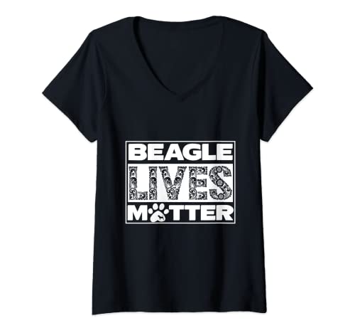 Mujer Beagle Lives Matter Dog Lover Anti Animal Experimentation Camiseta Cuello V