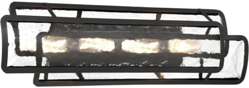 Minka Lavery 5263-66A Bella Collina Clear Hand-Made Glass Bath Vanity Wall Light, 2-Light 120 Total Watts, 8" H x 30" W, Coal Black