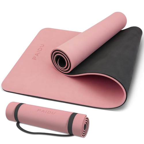 Image of PAIDU Yoga Mat Non Slip Anti-tear,extra thick-2 /5 inch（10MM）High Resiliency Professional POE Yoga Mats for Women Men Kids,72 inchx24 inchinch,Workout, Yoga, Pilates and Floor Exercise, with Carrier Strap