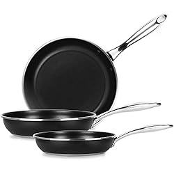 MAGEFESA ® Prisma set de sartenes 20 + 24 + 28 cm, fabricado en acero inoxidable 18/10, antiadherente triple capa, apta para todo tipo de cocinas, INDUCCIÓN, Apto para lavavajillas y Horno hasta 200ºC