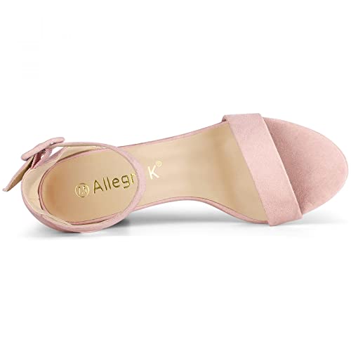 Allegra K Allegra K Women's High Chunky Heel Ankle Strap Light Pink Heels Sandals 7 M US