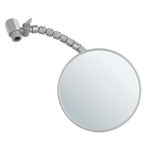 mDesign Deluxe Fog Free Bathroom Shower Adjustable Shaving Mirror with Flexible Arm - Rotates and Swivels - Shatterproof and Rustproof - Silver