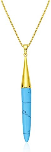 Victoria Jewelry 18k Gold Plated Sterling Silver Synthetic Turquoise Pendant Necklace - Christmas Gifts for Women