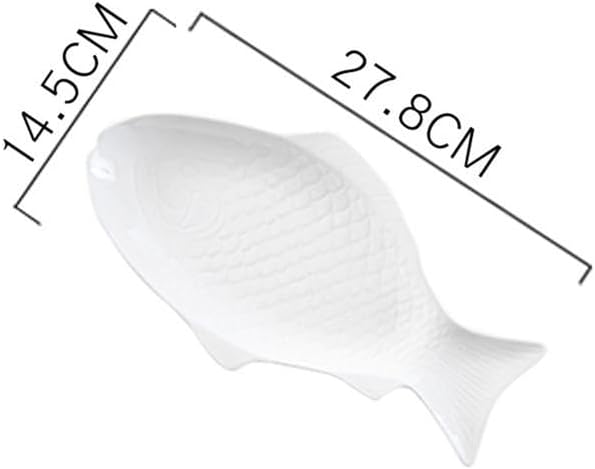 Ceramic Tableware Ceramic Fish Plate Tableware Creative Shaped Dish Snack Storage Fish Pan for Restaurant Home Dinner,White
