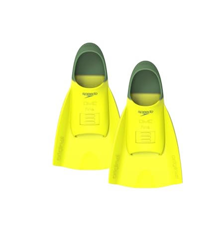 Speedo Unisex Erwachsene DMC Original Flosse | Allzweck-Flosse | Kurze Flosse | Geschlossene Ferse | Silikon | Leicht anziehbar Schwimmflossen, Gelb, M