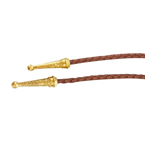 Image of Daisy Del Sol Gemstone Bolo Tie Braided Vegan Faux Leather Natural Stone Gold Handmade Necklace Adjustable Boho Western Jewelry