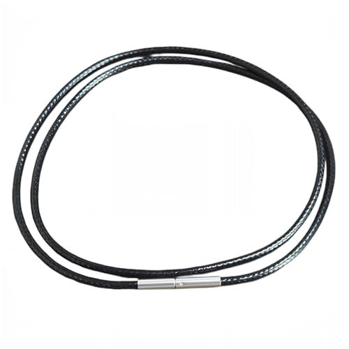 Silk Leather Cord Braided Imitation 1-3mm Leather Rope Chain Stainless Steel Clasp DIY Thick Thin Pendant Cords Matching Simple Waxed Necklace Rope 16 to 24 inch (Black, 1.5MM 20Inch)