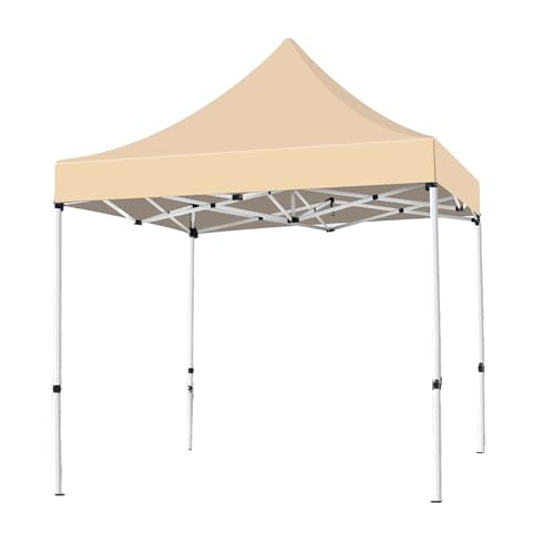 Pabellón plegable impermeable para jardín, altura ajustable, transpirable y ventilada, para acampar al aire libre, barbacoa, playa y parque (beige, 3 x 10 pies)