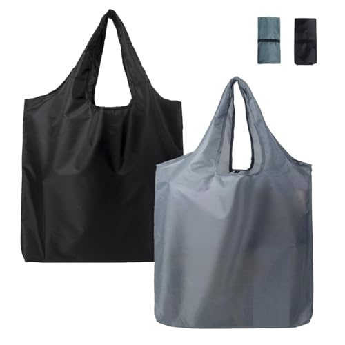 Tharvolex 2 Pack Foldable Reusable Shopping Bags - Lightweight Waterproof Grocery Tote