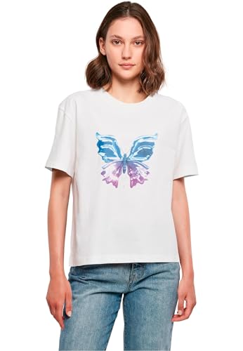 Miss Tee Mst034-chromed Butterfly tee Camiseta, Blanco, L Mujeres