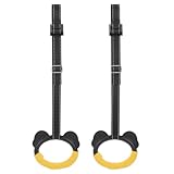 Yardwe Kids Gymnastics Rings with Adjustable Nylon Straps Plastic Gym Rings for Kids Indoor Outdoor Exercise Strength Training and Coordination Development 4.92X4.05X0.78 Inches