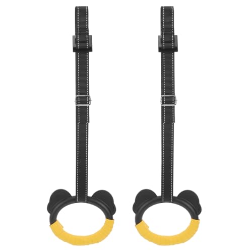 Yardwe Kids Gymnastics Rings with Adjustable Nylon Straps Plastic Gym Rings for Kids Indoor Outdoor Exercise Strength Training and Coordination Development 4.92X4.05X0.78 Inches