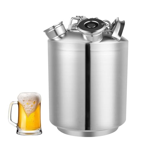 Beer Cleaning Barrel 10L, Stainless Steel Cleaning Can with Lid, 3 Head Beer Line Cleaner, Multifunctional Container for Home Beer Dispenser