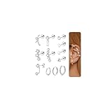 Nelytiya 12 Pièce Piercing Oreille Argent Boucles d'Oreilles Femme Acier Inoxydable Piercing Conch Tragus Bijoux