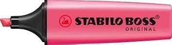 STABILO Pack of 3 Pink Boss Highlighters Fluorescent Colours Water-Based Ink