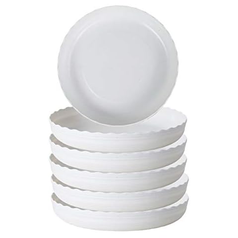 Foxorex 6PCS White Plant Saucer, Round Plant Pot Tray for Indoors and Outdoor, Plant Saucer Drip Trays, Garden Oranments Cover