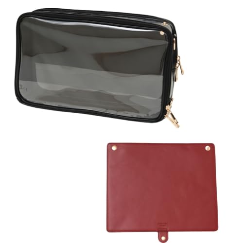[東洋ケース] 推し入れ OSHiiRE ぬいぐるみ バッグ 33 × 20cm サイズ 痛バッグ 推し活 OSHI-3320 (本体：ブラック フラップ：レッド)（Amazon）
