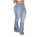 Xmiral Dernière Conception vêtements à la Mode Femmes Cloche Bas Jean Haute Rue bébé Bleu Grande Taille Jean évasé Pantalon Ski Blanc