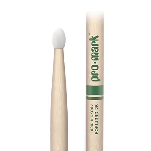 Promark Classic Forward 2B Raw Hickory Drumsticks, Oval Nylon Tip, One Pair #TOP1