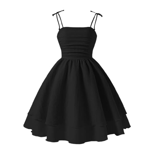 Générique Robe Bustier Fille Été, Robe de Soirée et Bal pour Ado, Tenue Promo, Modèle A-Ligne sans Manches, Vêtement Chic Décontracté Funky Élégant, Longueur Mi-Longue, Couleur Blanc