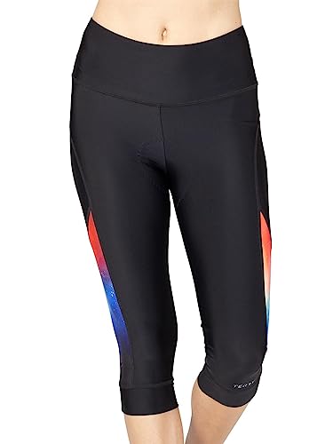 Terry Capri feminina acolchoada Soleil para bicicleta, entrepernas de 45,7 cm, alta visibilidade, pr