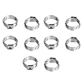 Stufenloser Stahl-Einzelohrschlauch mit 714 mm, 10 Stück Pex-Klemmringe für Rohre für Rohre und Armaturen, 360° Edelstahl-Klemmen, schmal für Band für Konzentrierte (14 mm)