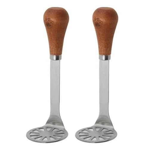 Lot de 2 petits presse-purée multifonction en acier inoxydable pour écraser les aliments et légumes pour bébé avec poignée en bois Gadget de cuisine