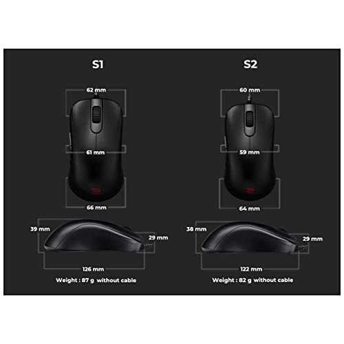 BenQ Zowie S2 Symmetrical Gaming Mouse for Esports | Professional Grade Performance | Driverless | Matte Black Coating | Small Size - Thumbnail 6